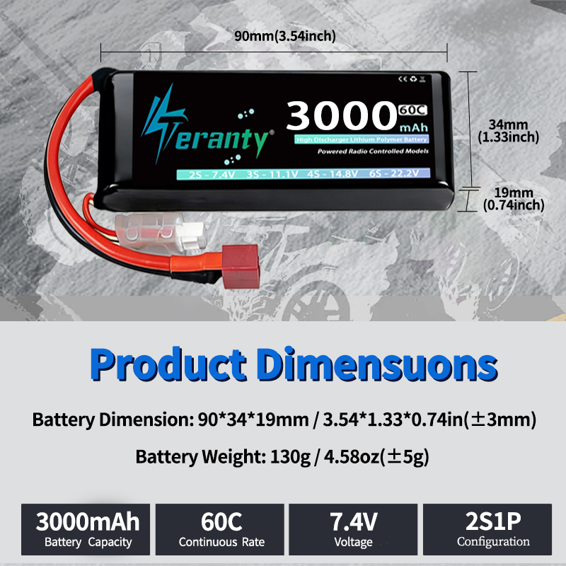 Batería Lipo TERANTY 2S 3000mA - Drone Rc Leading reseña y precio