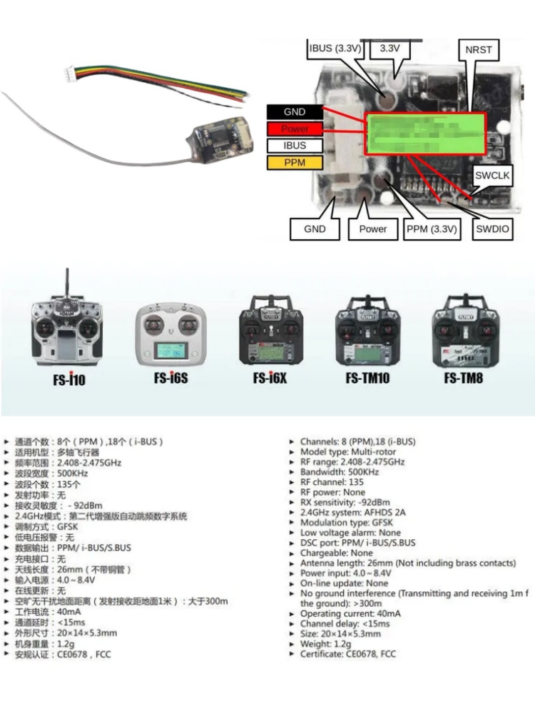 Receptor Mini Flysky FS-8A 8CH - Drone Rc Leading reseña y precio