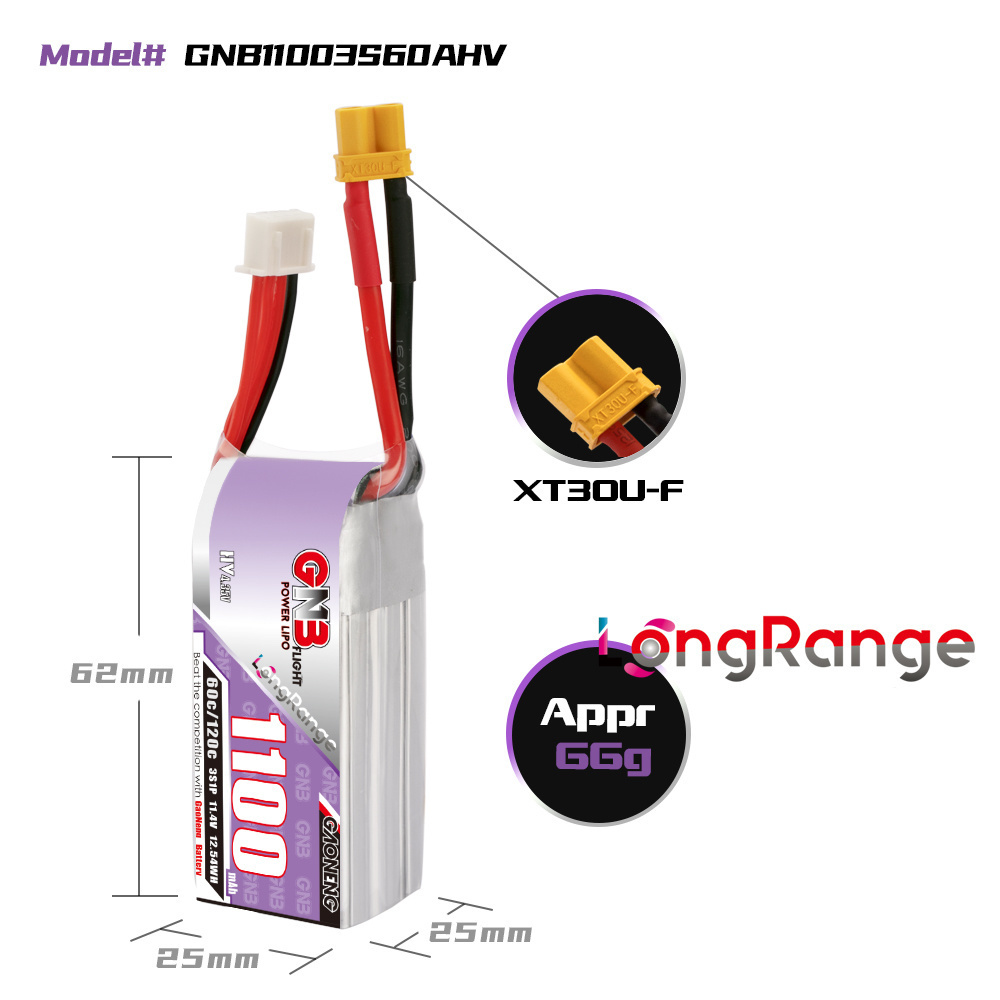 GNB 1100mAh 2S 3S 4S 6S 60C/12 - Drone Rc Leading reseña y precio